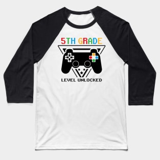 5th Grade Level Unlocked First Day of School Video Gamer Baseball T-Shirt